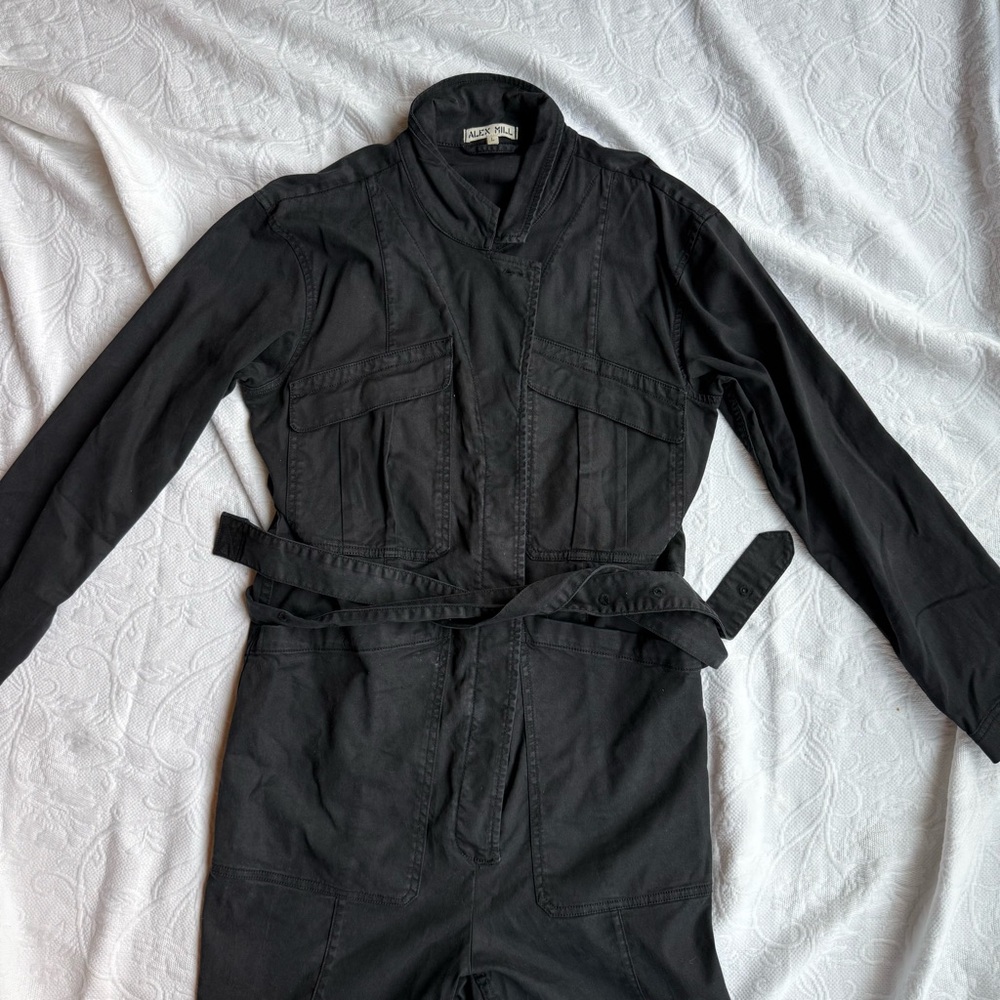 Alex Mill Black Utility Jumpsuit with Waist Tie